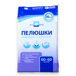 Пелюшки Єврогруп абсорбуючі 10 шт. 60х60 см