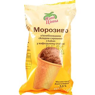 Морозиво Пані цінна 60г вафельний стакан какао 3.5%