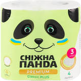 Папір туалетний Сніжна панда Преміум Класік Плюс 3-шаровий 4 шт