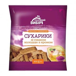 Сухарики 100 г Розумний вибір житньо-пшеничні зі смаком холодцю з хроном