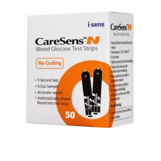 გლუკომეტრი ქეარ სენსი N - ჩხირები  #50 640358/5506 Blood Glucose Test Strip CareSens N #50