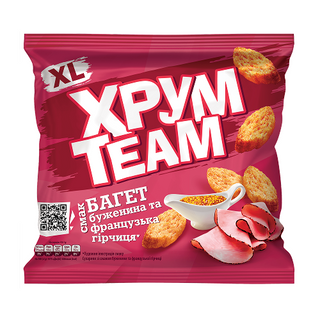 Сухарики- багет ХрумTeam зі смаком буженини та французької гірчиці  90 грам