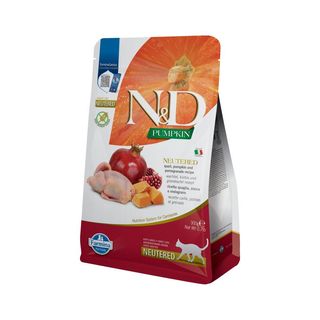 Корм сухий Farmina N and D Grain Free PUMPKIN QUAIL and POMEGRANATE NEUTERED ADULT для котів з перепілкою та гарбузом 300 г