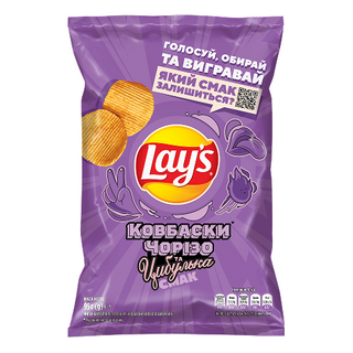 Чипси картопляні Lay's зі смаком "Ковбаски чорізо та цибулька" 95 г