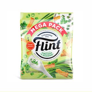 Сухарики Flint 100г  Сметана із зеленню