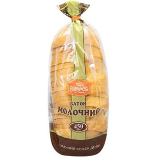Батон Рум'янець Молочний пшеничний нарізний 450 г