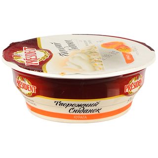Сир кисломолочний Президент 180г 9% cметана курага ст.