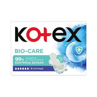 Прокладки женские ночные Kotex Bio-Care гигиенические, 6 шт шк: 5029053590875
