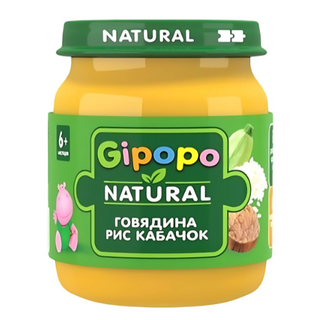 ჰიპოპო/ჰეინცი - სადილი  საქონლის ხორცი. ბრინჯი. ყაბაყი და სტაფილო /6თვ+/ 100გრ 0 Hippo/Heinz - Lunch Beef. Rice. Zucchini and Carrot /6m+/ 100g
