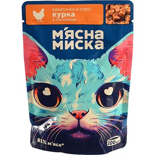 Корм д.котів ММ 100г шматочки в соусі з куркою та печінкою пауч