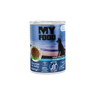My Food ძაღლი, ორაგულის ნაჭრები ჟელეში, ზრდასრული 400 გრ.