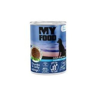 My Food ძაღლი, ორაგულის ნაჭრები ჟელეში, ზრდასრული 400 გრ.