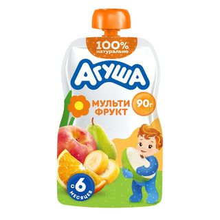 Агуша, Пюре Агуша 90Гр Мультифрукт Д/П, шт, ШК: 4690228028861