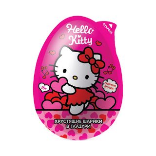 Яйцо пласт. Hello Kitty хрус. шарики с игрушкой большой 15г