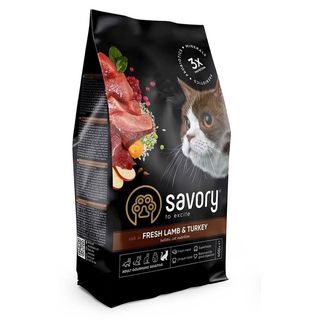 Сухий корм SAVORY для котів з чутливим травленням зі свіжим ягням та індичкою 400 г