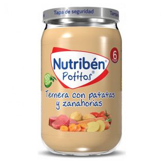 ნუტრიბენი - სადილი საქონლის ხორცი პომიდორით. კარტოფილით და სტაფილოთი /6თვ+/ 235გრ 3304 NUTRIBEN JAR BEEF BEEF POTATOES CARROT 235 G