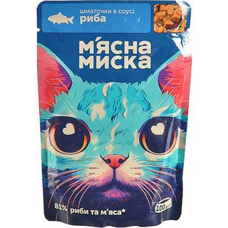 Корм д.котів ММ 100г шматочки в соусі з рибою пауч