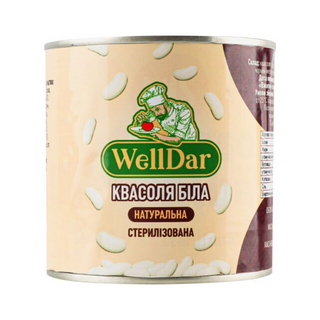 Квасоля  WellDar біла натуральна стерилізована 410г ж/б