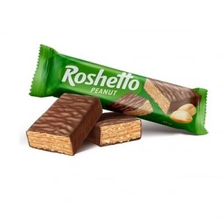 Вафлі 34 г Рошен Roshetto peanut глазуровані шоколадною глазур'ю м/уп