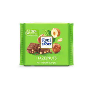 RITTER SPORT შოკოლადი ნატეხი თხილით 100გრ/4000417222008