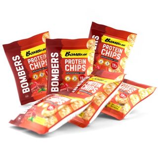 BOMBBAR მარცვლეულის პროტეინის ჩიფსი წიწაკით და ბეკონით 50 გრ.