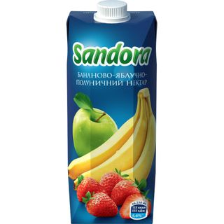 Бананово-яблучно-полуничний нектар з м'якоттю стерилізований, ТМ "Sandora" 0.5 л