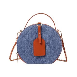 ჩანთა/Imitation Denim Series Round Crossbody Handbag
