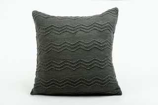 დეკორატიული ბალიშის პირი - ZIGZAG KNITTED ACRYLIC CUSHION COVER 45X45 CM ANTHRACITE