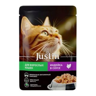 Корм Justin для кошек с индейкой в соусе консерв 75 гр