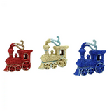 Прикраса новорічна Паровозик Різдвяний підвіска 14 см подвійний глітер пластикова