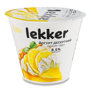 Йогурт Lekker лимон-тарт десертний 8,5% стакан (180г)