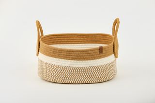 დეკორატიული კალათა - LILY COTTON OVAL DECORATIVE BASKET 40X30X19 CM CAMEL / WHITE