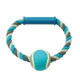 Іграшка Duvo+ для собак Кільце-канат з м_ячем блакитно-сіре 18см