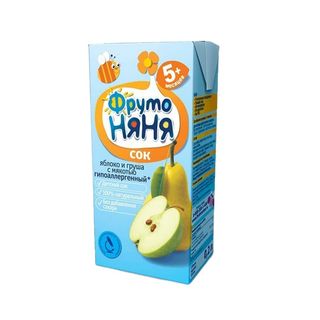 Фрутоняня, Сок Фрутоняня 200Мл Яблоко/Груша С 5 Меясцев, шт, ШК: 4600338000213