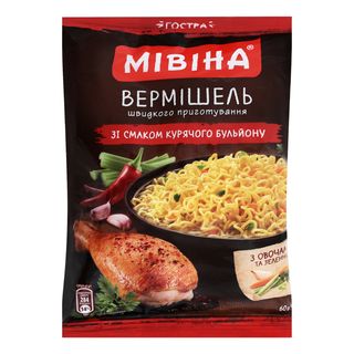 Страва ш/п МІВІНА Вермішель смак кур.бульйону гостра / 59.2г