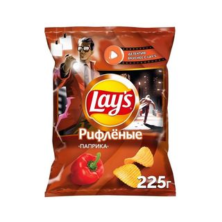 Lays Чипсы, Чипсы Lays 225Гр Паприка Рифленные, шт, ШК: 4690388105907