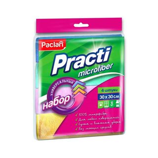 Paclan, Салфетки Paclan Practi Микрофибра 4Шт 30*30, шт, ШК: 4607036874825