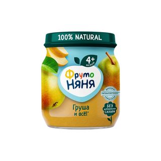 Фрутоняня, Пюре Фрутоняня 112Гр Из Груши Натуральное С 4 Мес, шт, ШК: 4600338005607