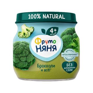 Фрутоняня, Пюре Фрутоняня 80Гр Из Капусты Брокколи, шт, ШК: 4600338004884