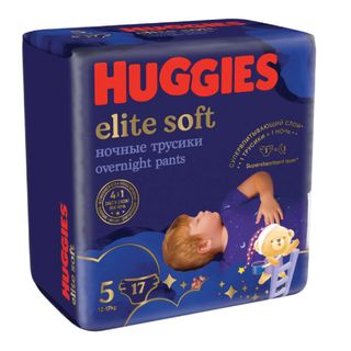 Huggies - ტრუსი ელიტ სოფტი ღამის #5 - 17 ც