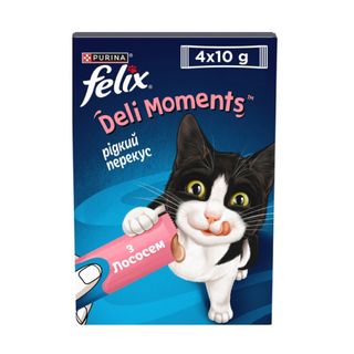 Ласощі для кішок Purina Felix Смачні моменти з лососем 4x10 г