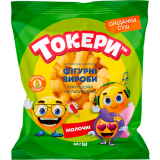 Фігурні вироби кукурудзяні Токери Молочні неглазуровані 60 г