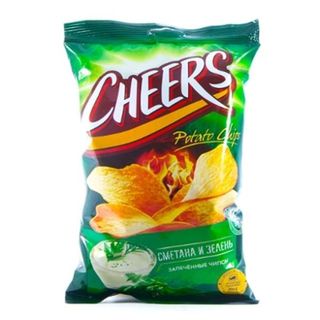 ЧИПСЫ CHEERS ЗАПЕЧЕННЫЕ СО ВКУСОМ СМЕТАНА И ЗЕЛЕНЬ 130ГР