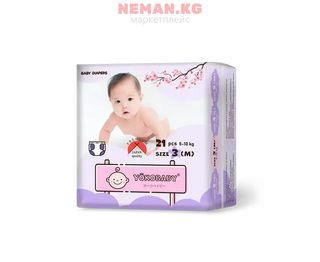 Yokobaby, подгузники, diaper M, 5-10 кг, 21 шт
