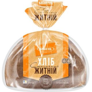 Хліб Київхліб Столичний житній нарізний половинка 475 г