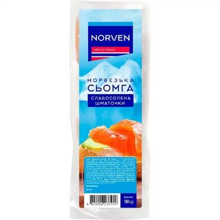 Сьомга фас. NORVEN філе-шматок слабосолена в/у/ 180г
