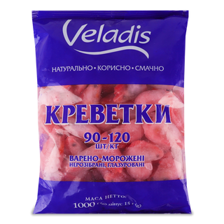 Креветки Veladis варено-морожені глазуровані 90-120 1кг