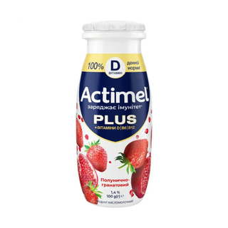 Йогурт Actimel полунично-гранатовий питний 1,4% пет 100г