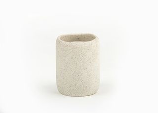 კბილის ჯაგრისის ჩასადები ჭიქა - ELEGANCE POLYRESIN TOOTHPASTE DISPENSER 7.7X7.7X9.7 CM ECRU