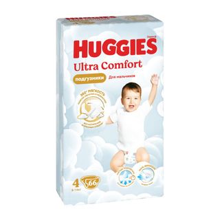 Huggies - საფენი ულტრა კომფორტი ბიჭის #4 (7-16 კგ) - 66 ც